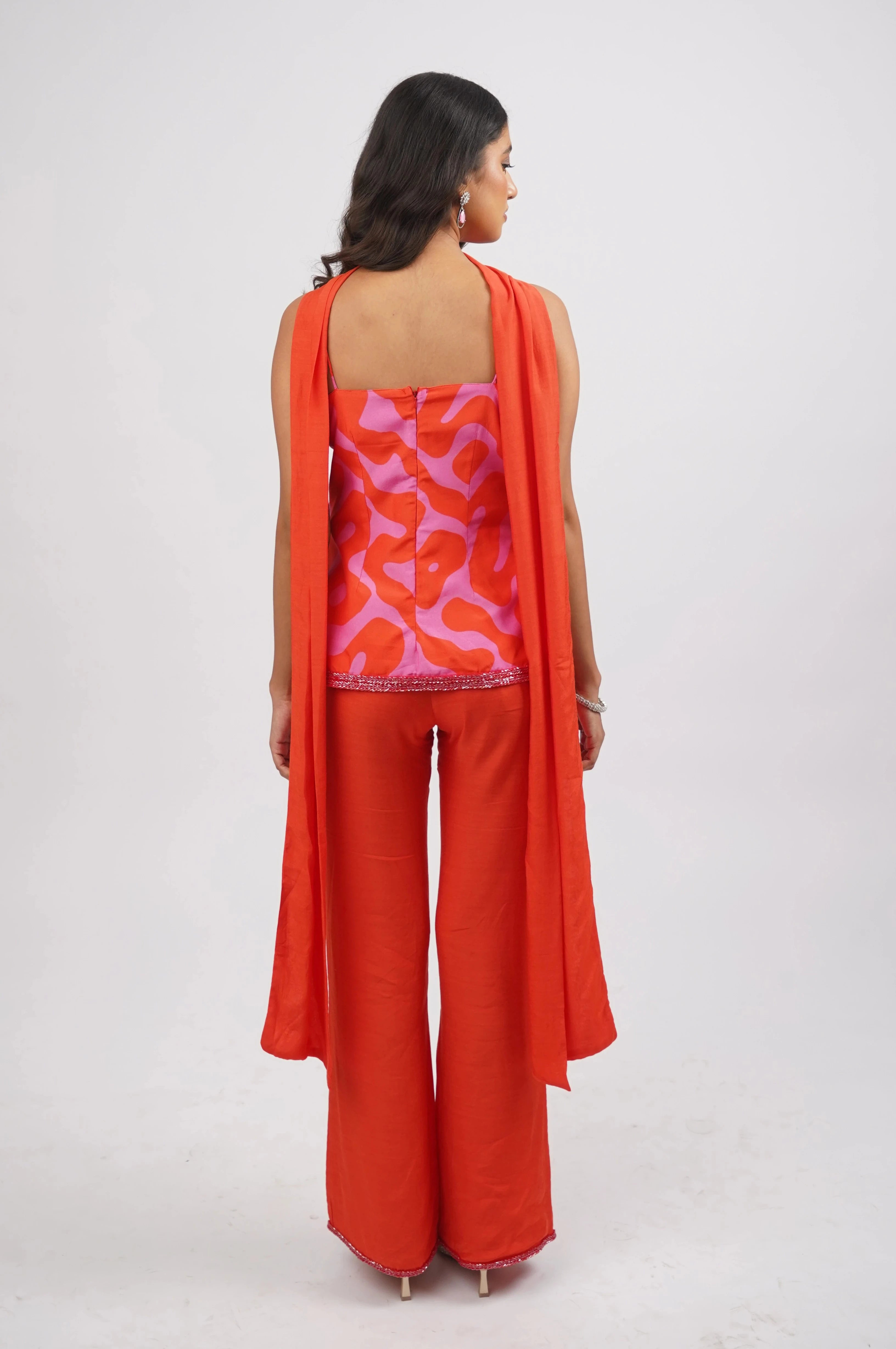 Scarlet Stardust Corset Top & Pant Set With Scarf (3pcs set)