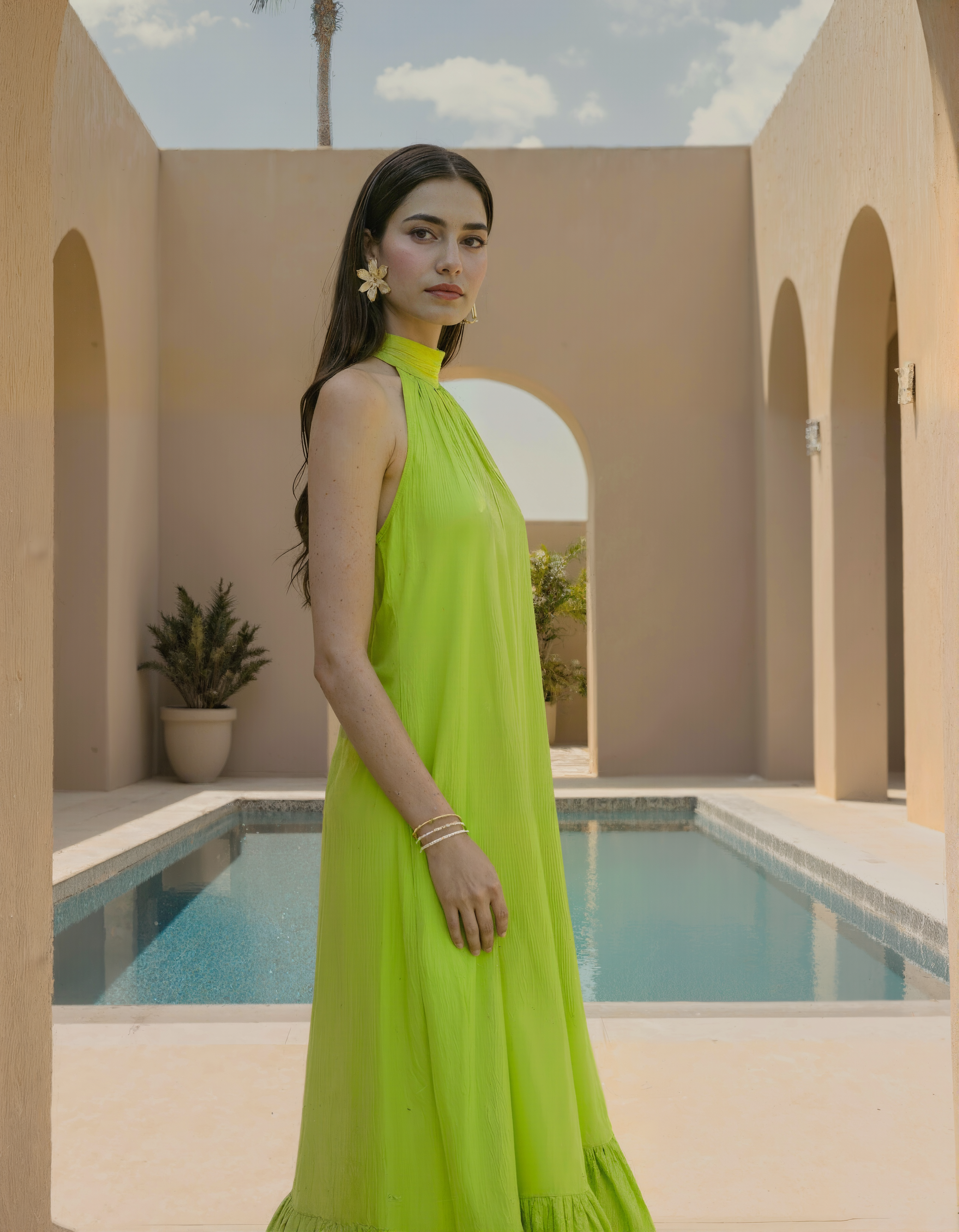 Green Halter Neck Dress