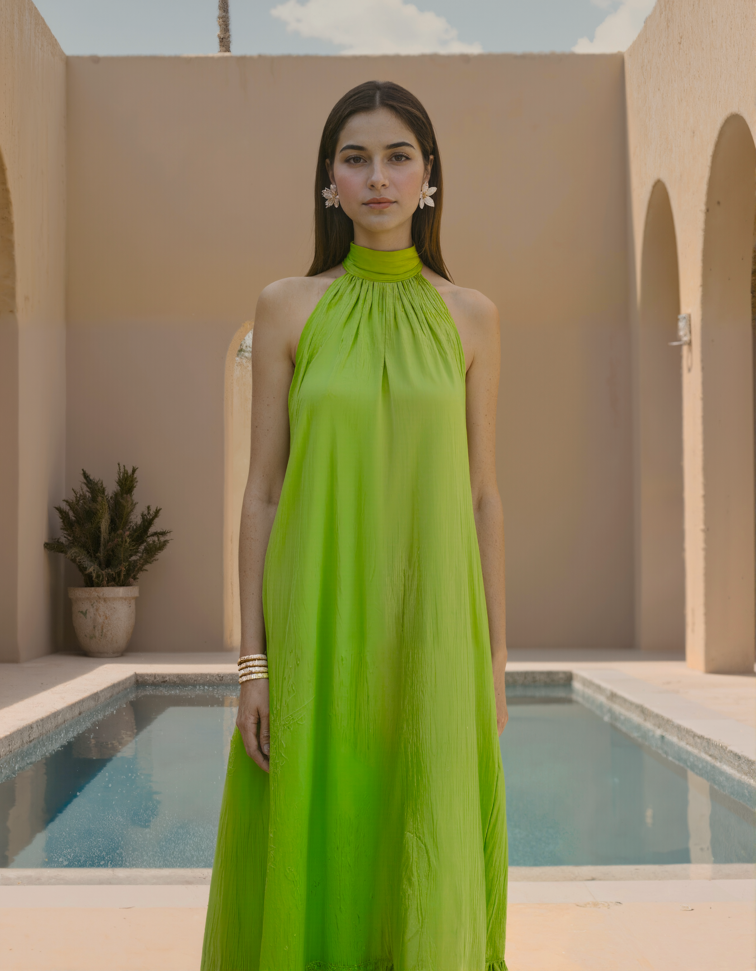 Green Halter Neck Dress