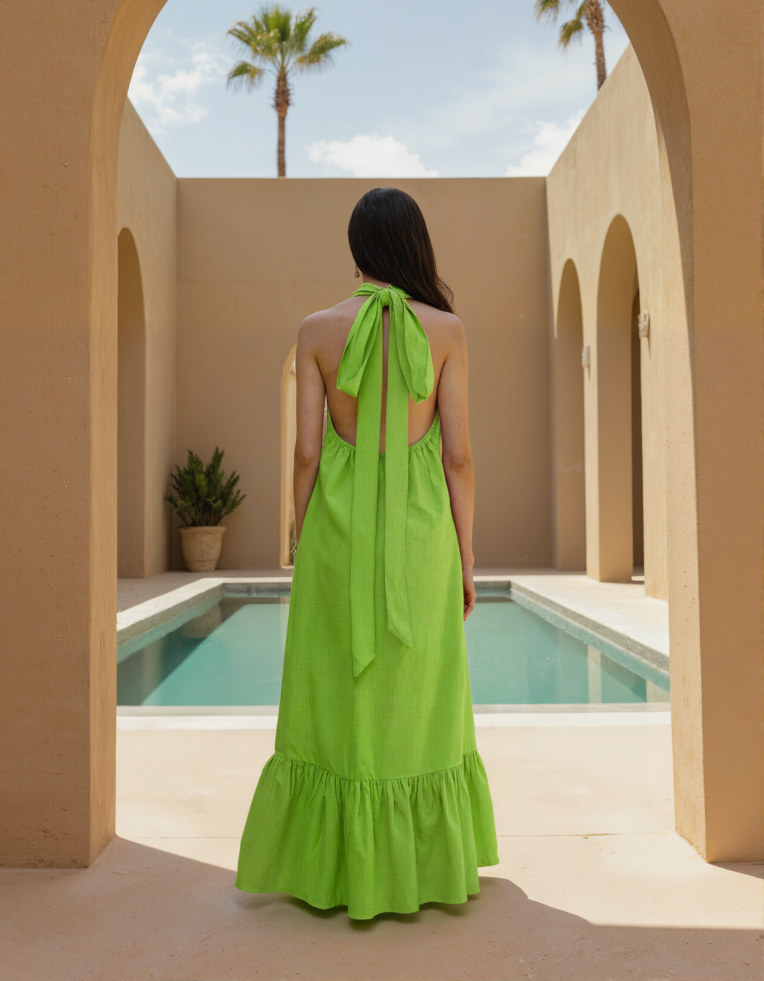 Green Halter Neck Dress