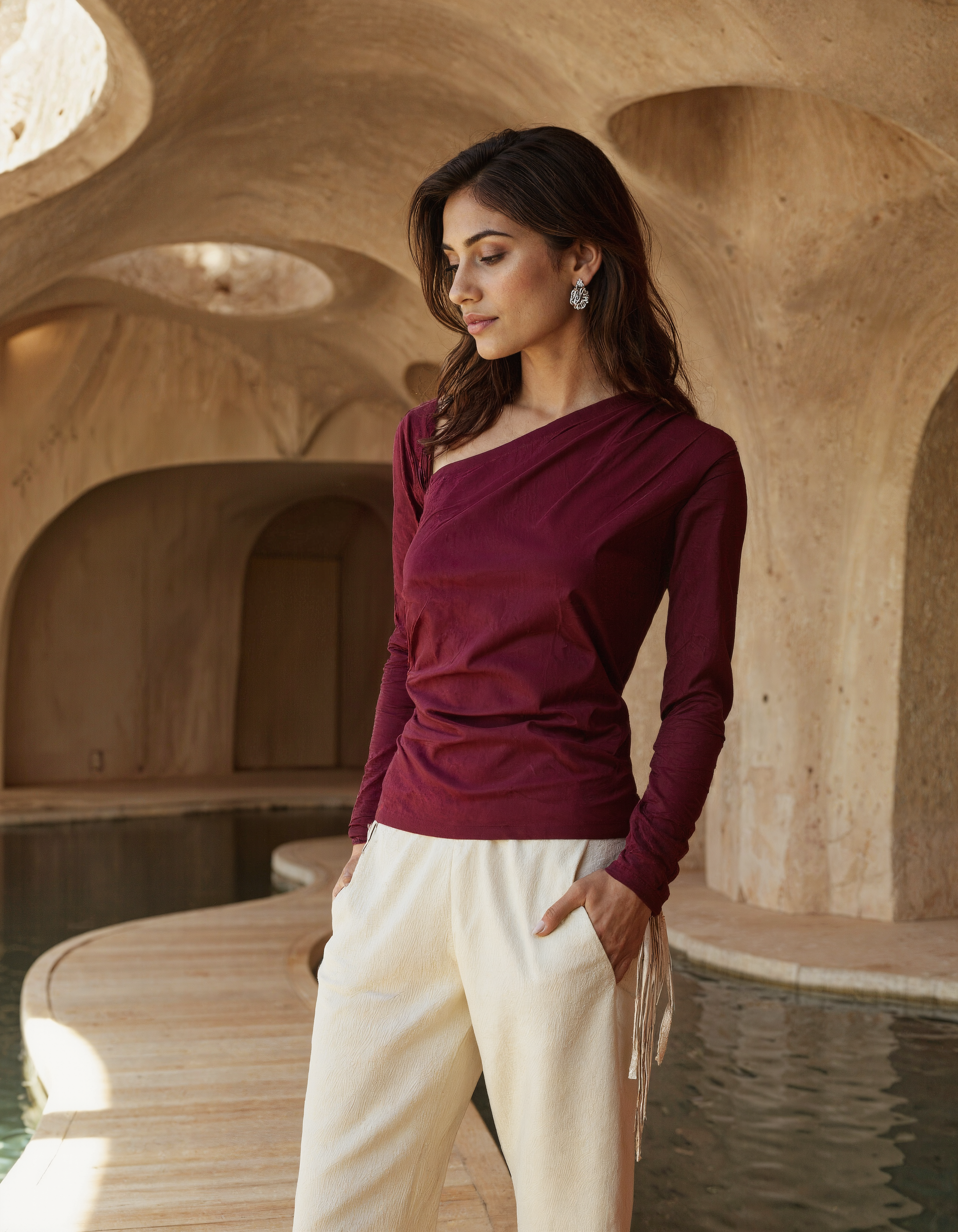 Handwoven Flexi Cotton Essentials Rouge Top