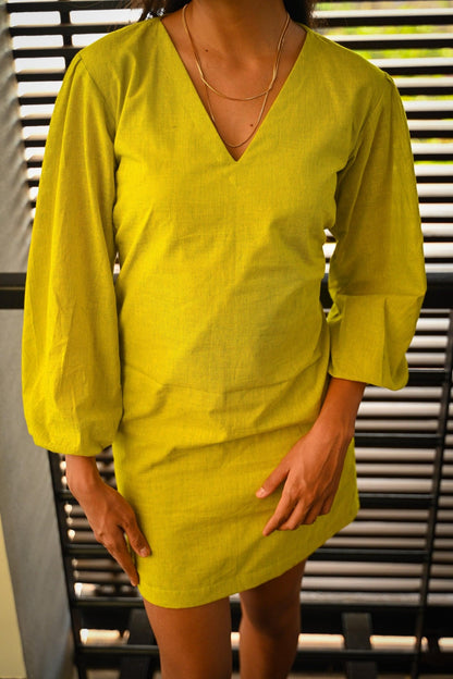 Handwoven Cyber Lime Dress