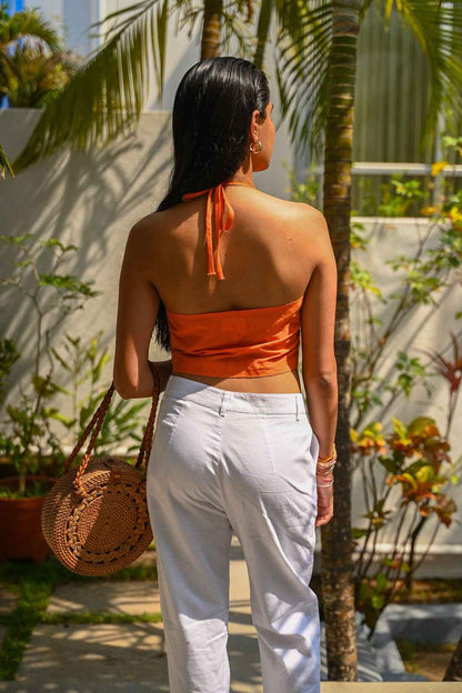 Handwoven Sunset Dream Silk Halterneck Top