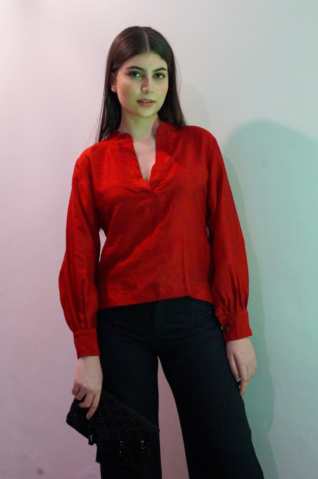 Candy Red Silk Top - Naava