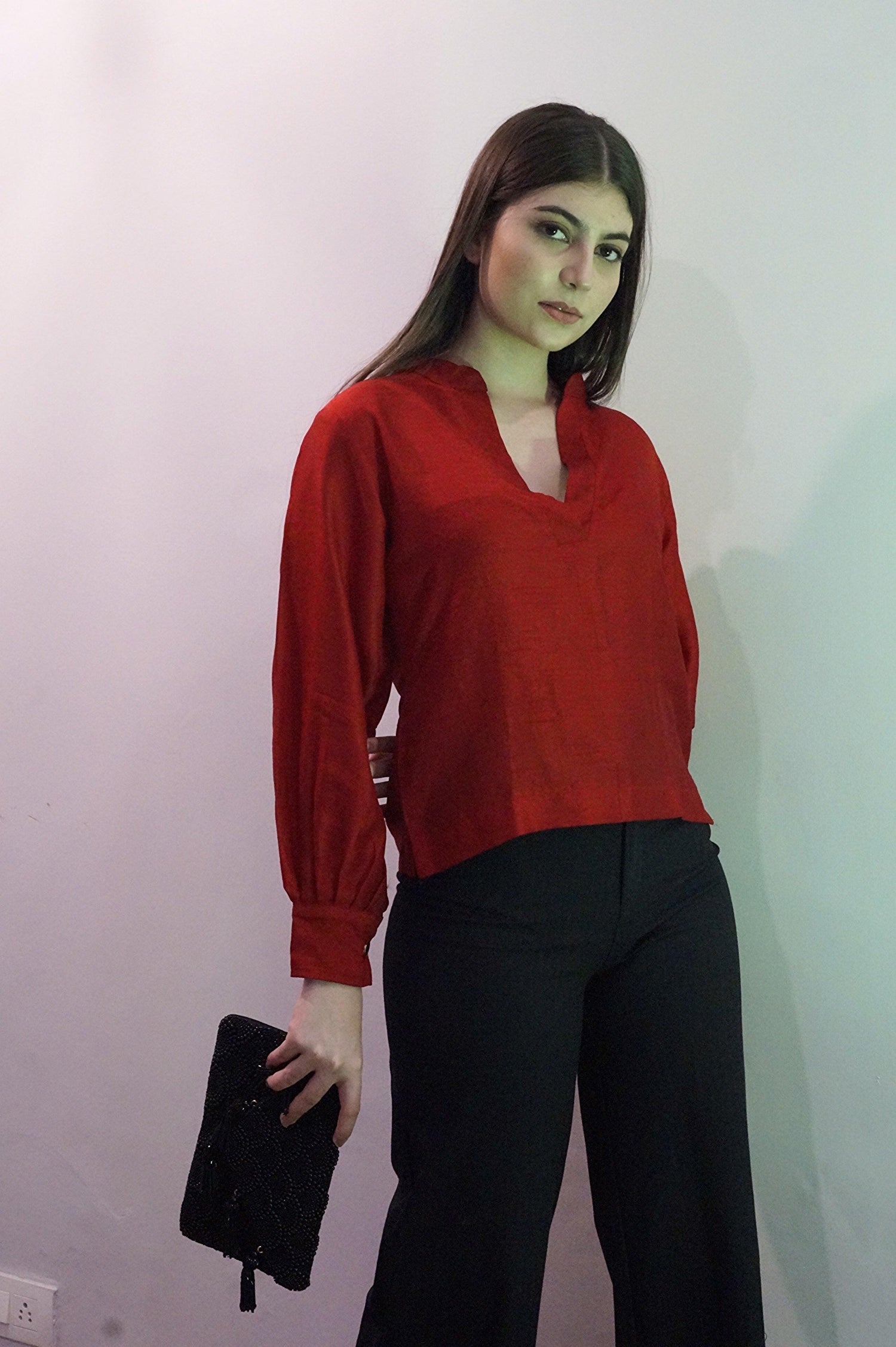 Candy Red Silk Top - Naava