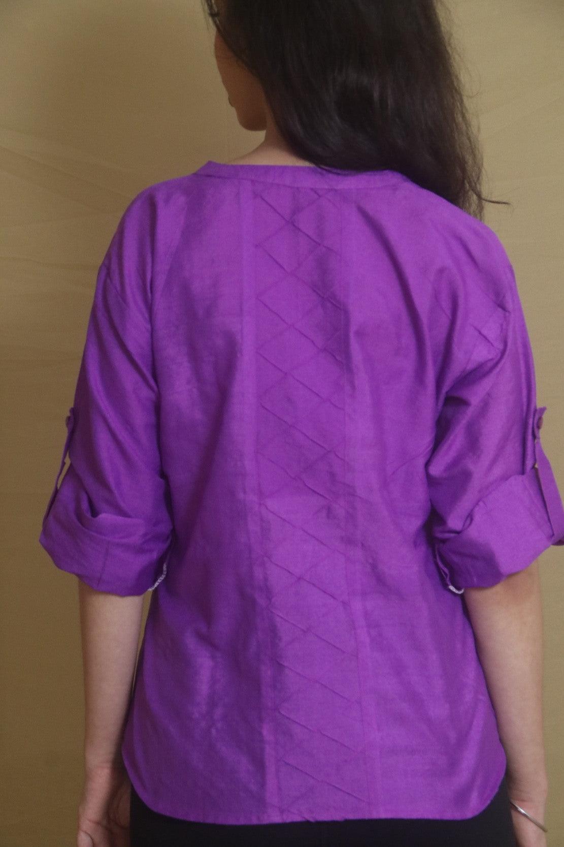 Cotton Mulberry Silk Roll Up Shirt - Naava