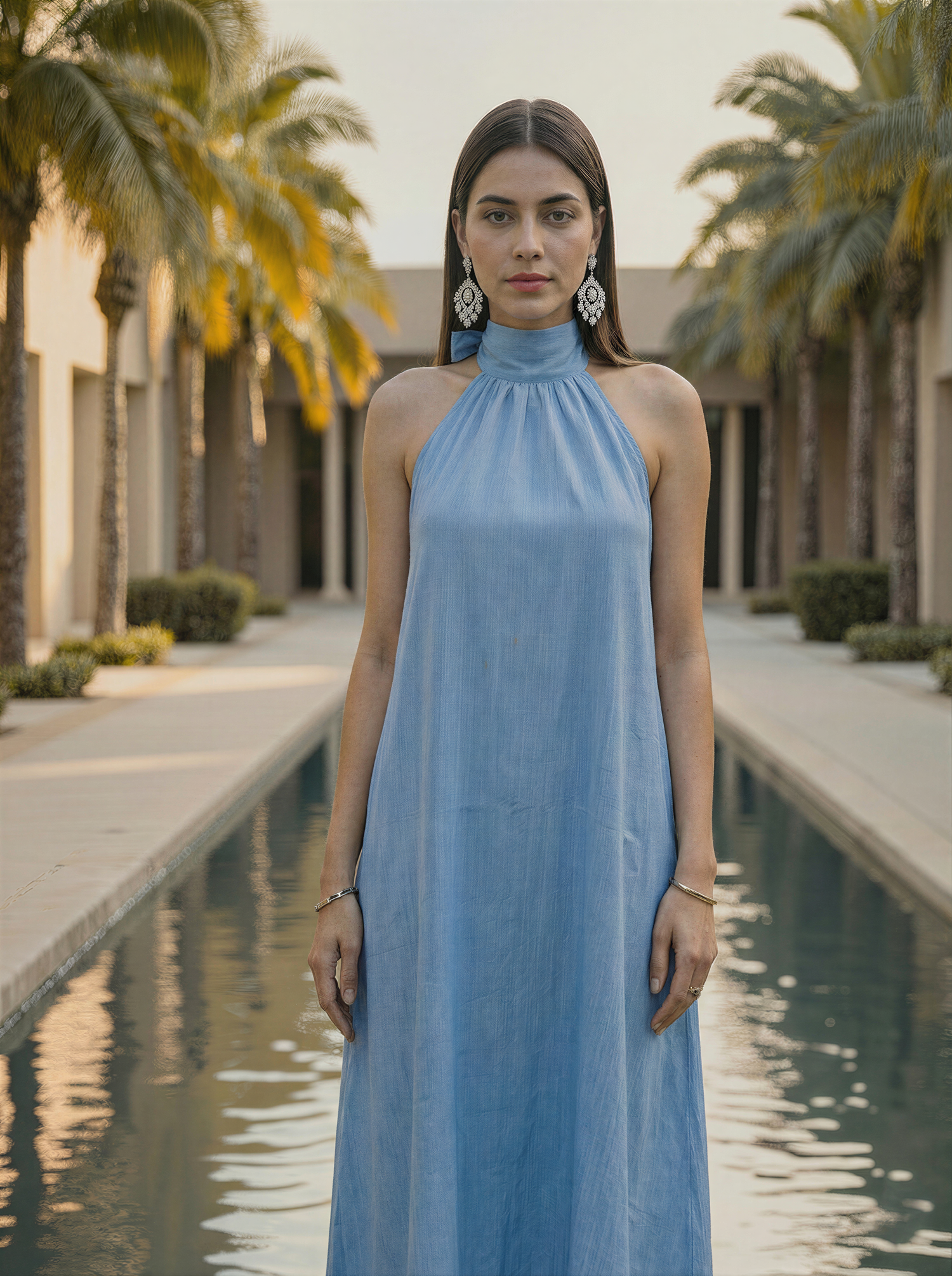 Sky Line Halter Neck Dress