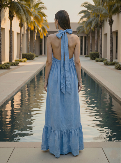 Sky Line Halter Neck Dress