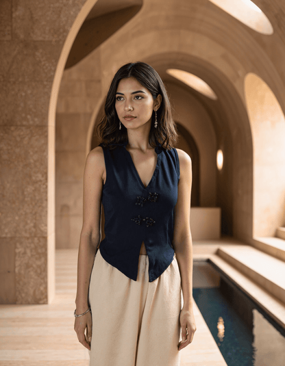 Handwoven Jute Reverie Midnight Vest Top