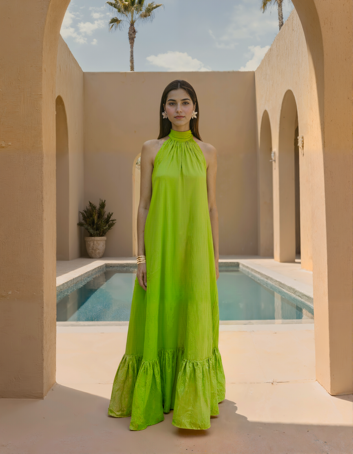 Green Halter Neck Dress