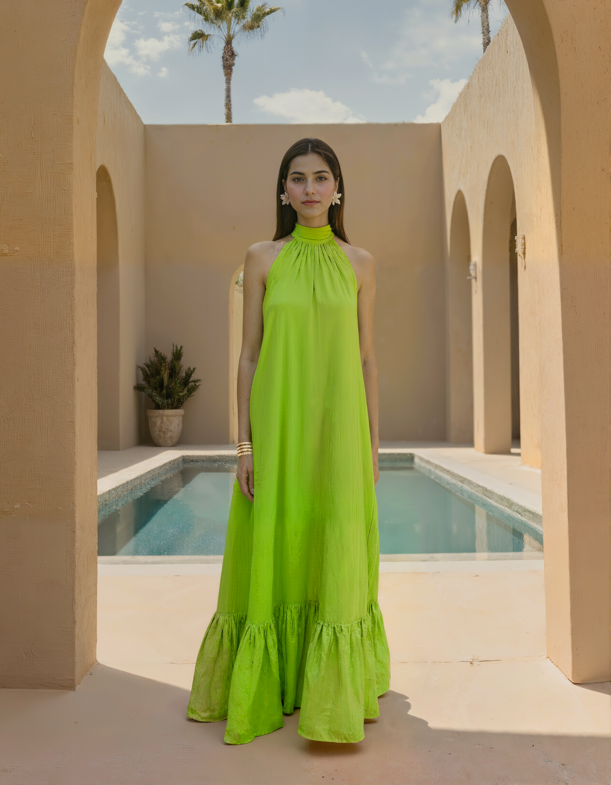 Green Halter Neck Dress