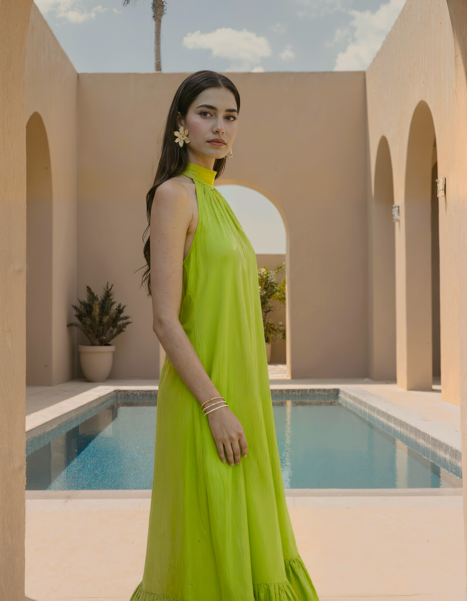 Green Halter Neck Dress