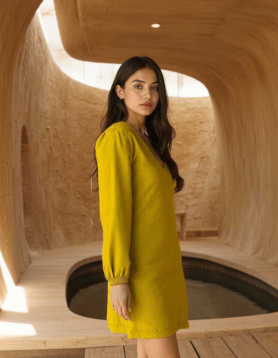 Handwoven Cyber Lime Dress