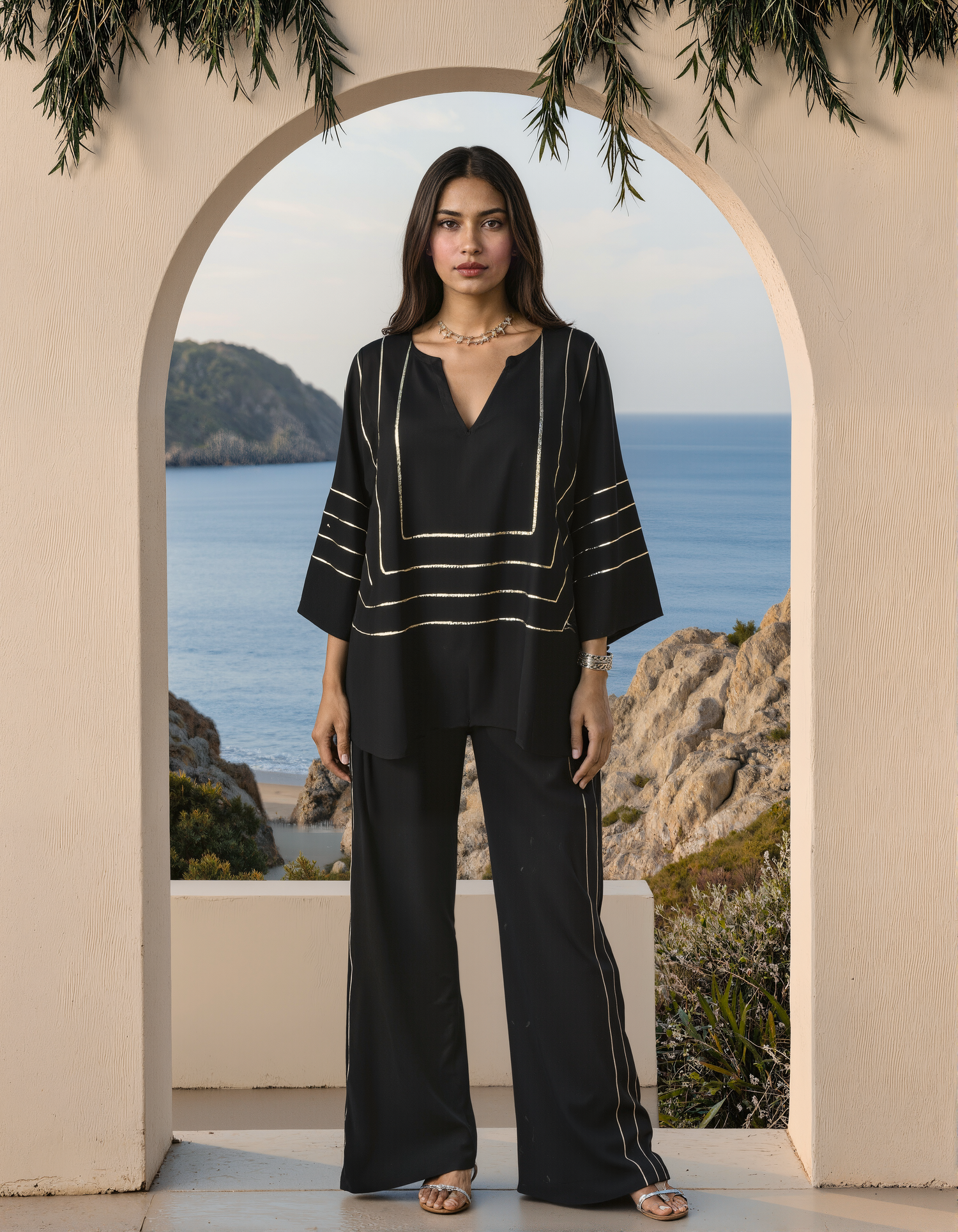 Black Gota Patti Co-Ord Set