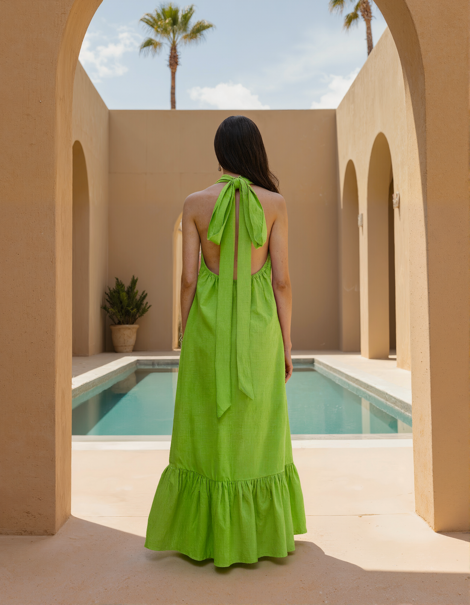 Green Halter Neck Dress