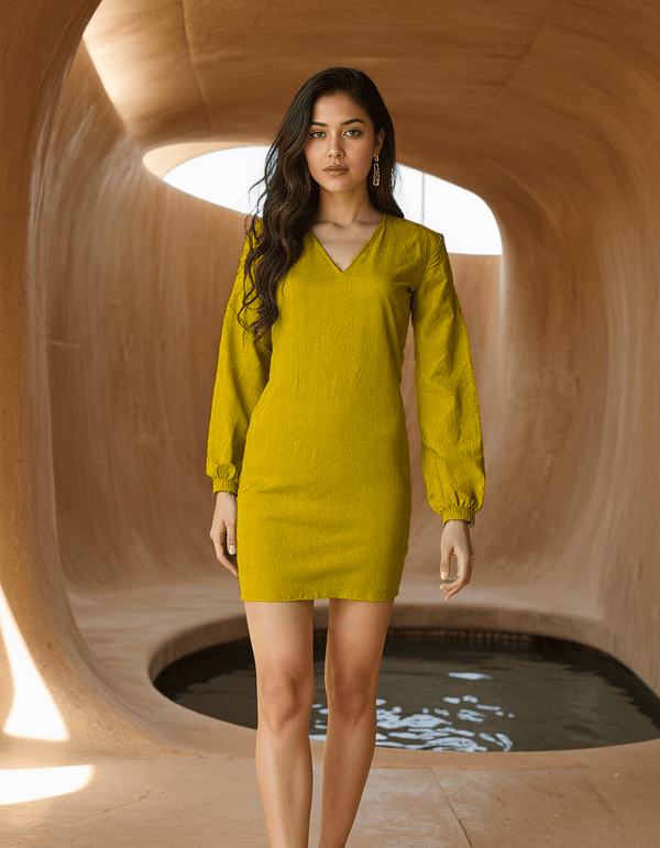 Handwoven Cyber Lime Dress