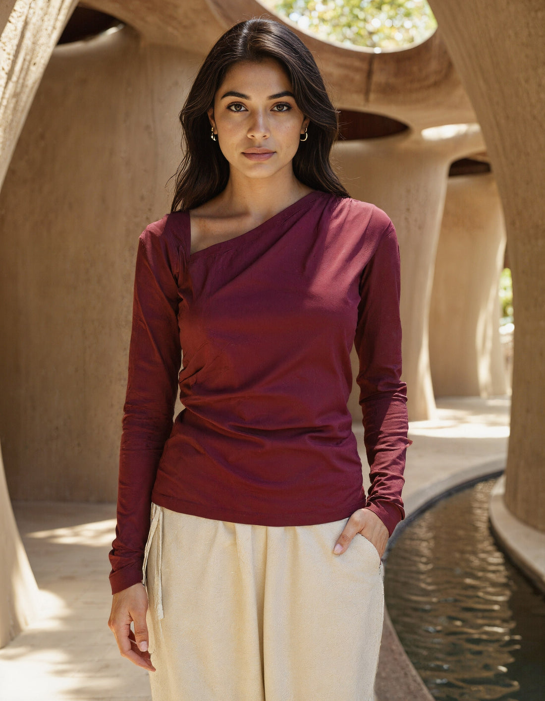 Handwoven Flexi Cotton Essentials Rouge Top