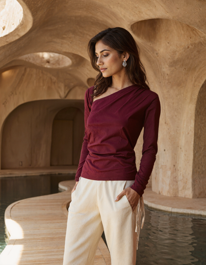 Handwoven Flexi Cotton Essentials Rouge Top