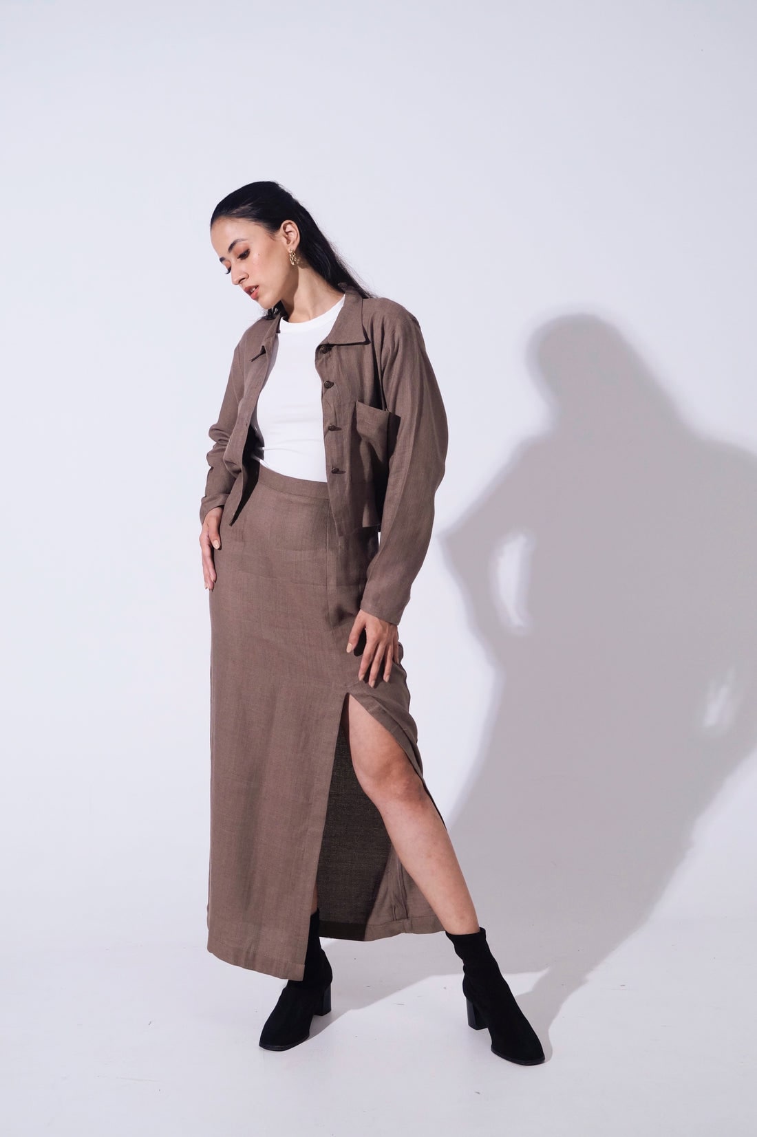 Handwoven Reverie Jute - Mocha Top &amp; long skirt