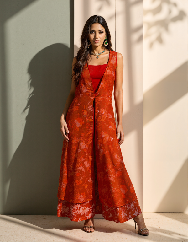 Amara Printed Mul Coord Set (3 piece set with bustier)